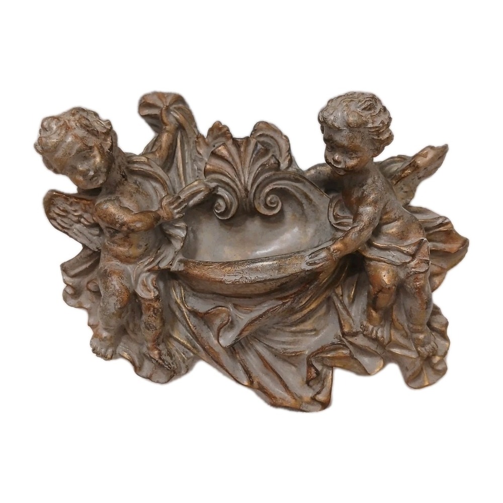 Cherub Angel Holy Waters Wall Hanging Sculpture Font Dark Garden Indoor Outdoor